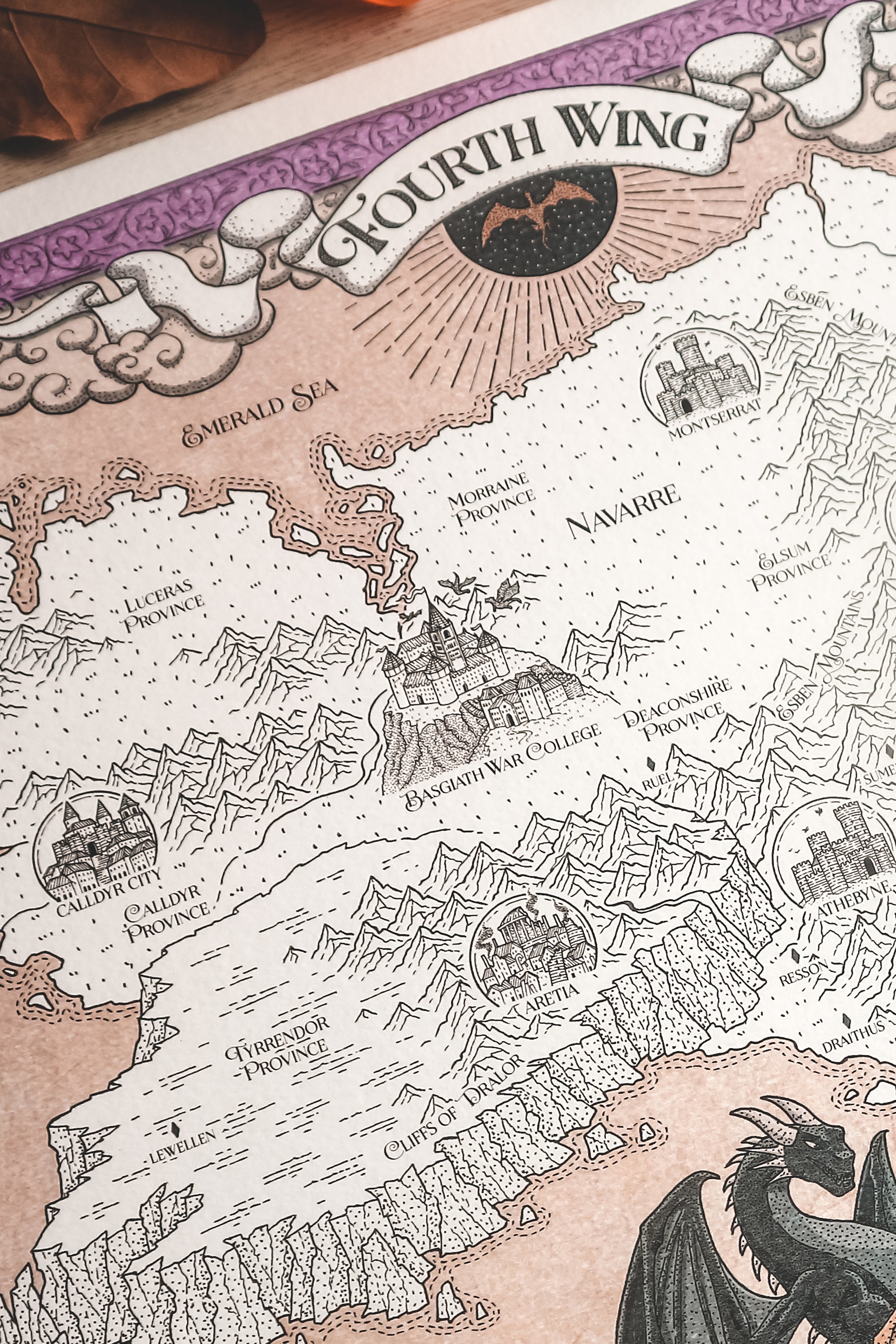 Four Wing Map FOURTH WING - Mapa del mundo de Rebecca Yarros – aaguirreart