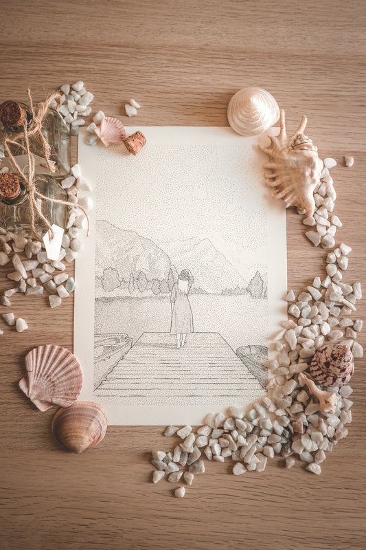 Landscape - Girl and Lake